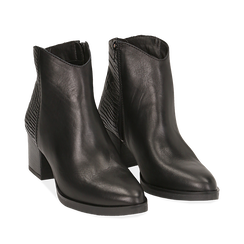 Camperos neri in pelle, tacco 6 cm , Stivaletti, 141612965PENERO036, 002a