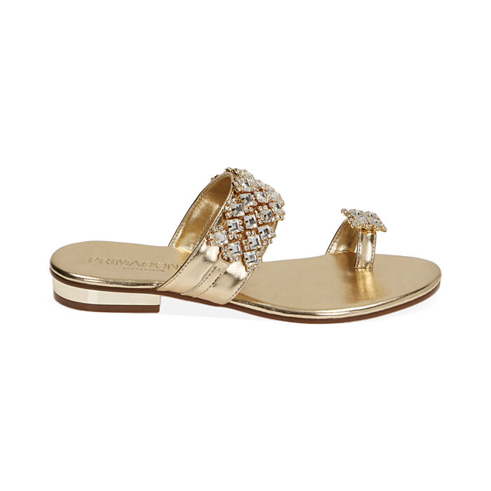 Sandalias mujer flat joya oro laminado Primadonna Collection