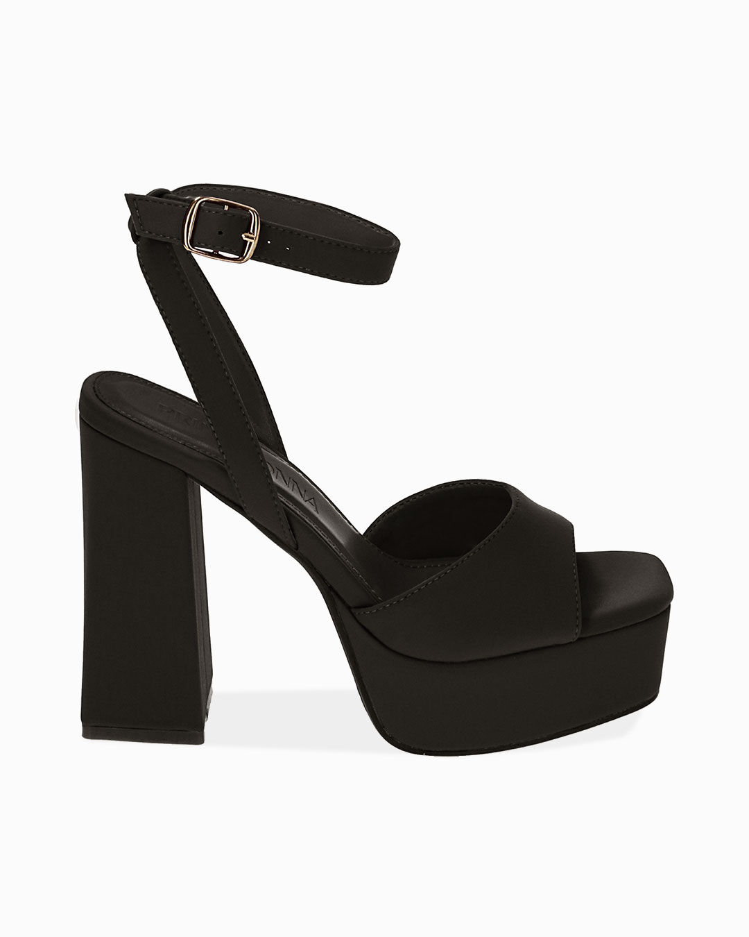 Sandali platform neri in tessuto, tacco 10 cm