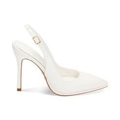 Décolleté slingback bianche, tacco 10 cm, Primadonna, 232186203EPBIAN035, 001 preview