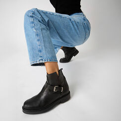 Biker in pelle lavata nera con fibietta, Primadonna, 261025207PANERO036, 002a