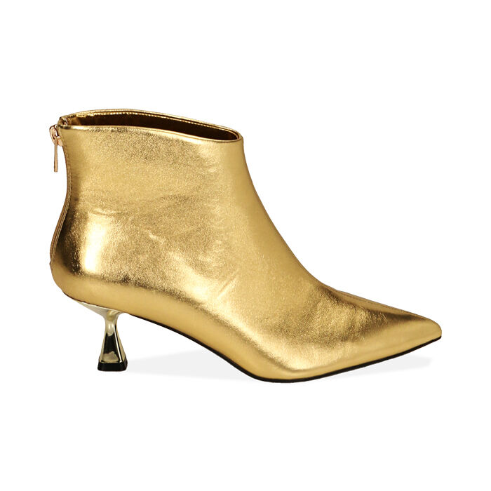 Ankle boots oro laminato, tacco 5,5 cm , Primadonna, 204954401LMOROG035
