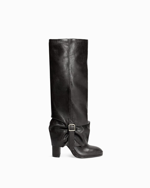 Bota negra con hebilla y tac&oacute;n de 9,5 cm, BLACK