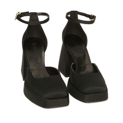 Décolleté platform nere in raso, tacco 9 cm , Primadonna, 19N202611RSNERO035, 002a
