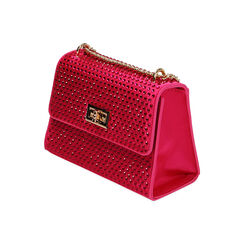Sac à bandoulière en satin fuchsia avec strass, Primadonna, 205123167RSFUCSUNI, 002 preview