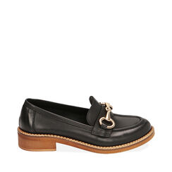 WOMEN SHOES MOCASSINS LEATHER NERO, Primadonna, 21A503023PENERO036, 001a