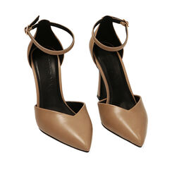 Décolleté cinturino beige, tacco 9,5 cm, Primadonna, 222159707EPBEIG035, 002a