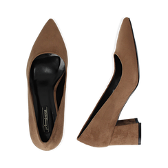 D&eacute;collet&eacute; taupe in microfibra, tacco midi 6 cm , Scarpe, 144923302MFTAUP036, 003 preview