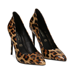 D&eacute;collet&eacute; leopard in vernice, tacco stiletto 10,50 cm , 