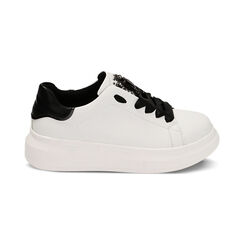 Sneakers bianche con pietre, suola 4,5 cm, Primadonna, 222866332EPBIAN035, 001 preview