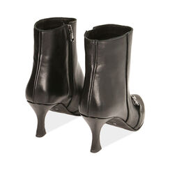 Demi-bottes en cuir noir, talon de 8 cm, Soldes, 18L650051PENERO035, 004 preview