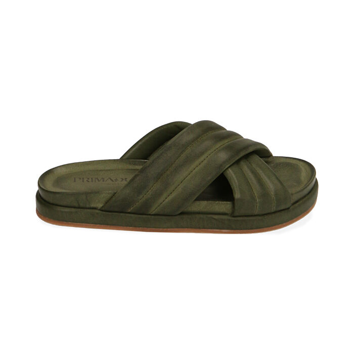 Ciabatte donna verdi in pelle Primadonna Collection