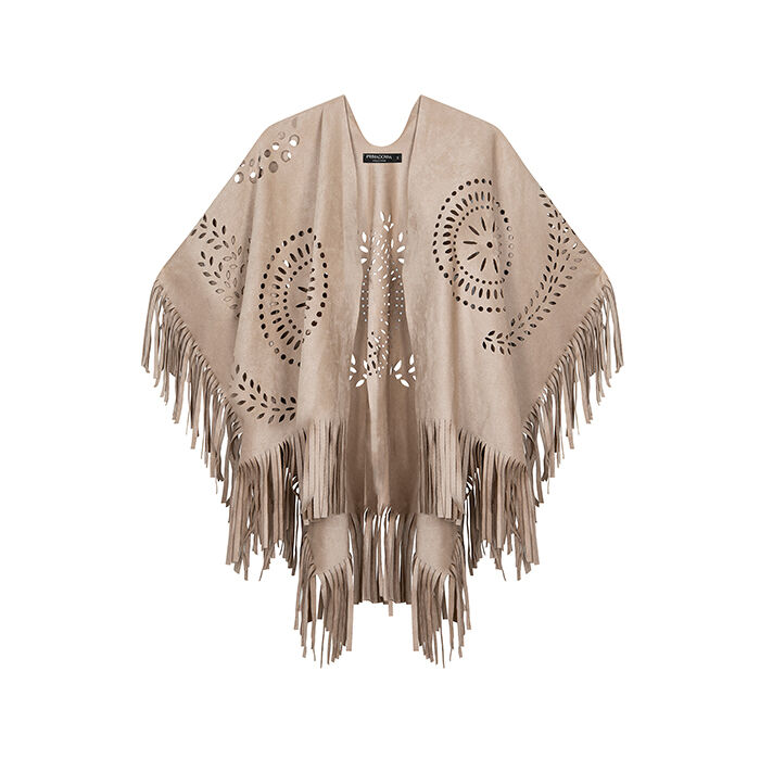 Poncho beige dal fascino avvolgente, Primadonna, 27B480301MFBEIGUNI