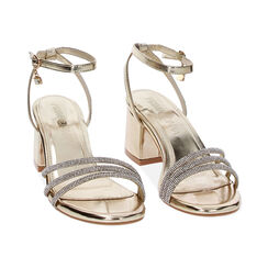 Sandales à talons dorés en laminé avec pierres, Primadonna, 232770377LPOROG035, 002 preview