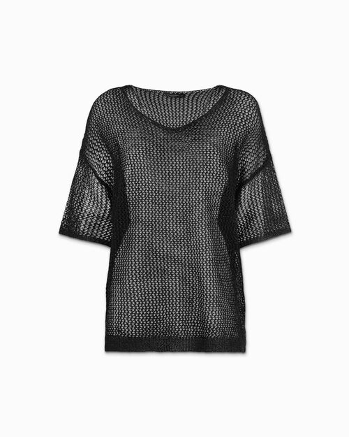 Maglia donna nera in tessuto, 
