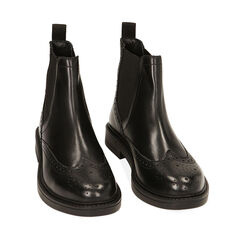 Stivaletti Chelsea neri flat in pelle, Primadonna, 221406797PENERO036, 002a
