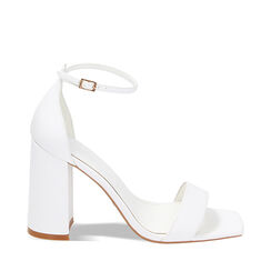 Sandali bianchi, tacco largo 10 cm, 232105106EPBIAN036, 001a