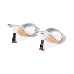 Mules open toe argentées en laminé et pierres pour femme, Primadonna, 252137802LPARGE035, 004 preview