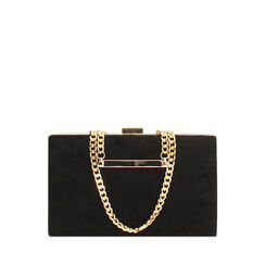 Clutch nera in microfibra con catenella, Primadonna, 261101951MFNEROUNI, 001a