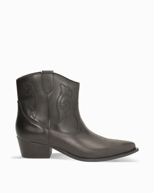 WOMEN SHOES DEMI-BOOT LEATHER NERO, BLACK