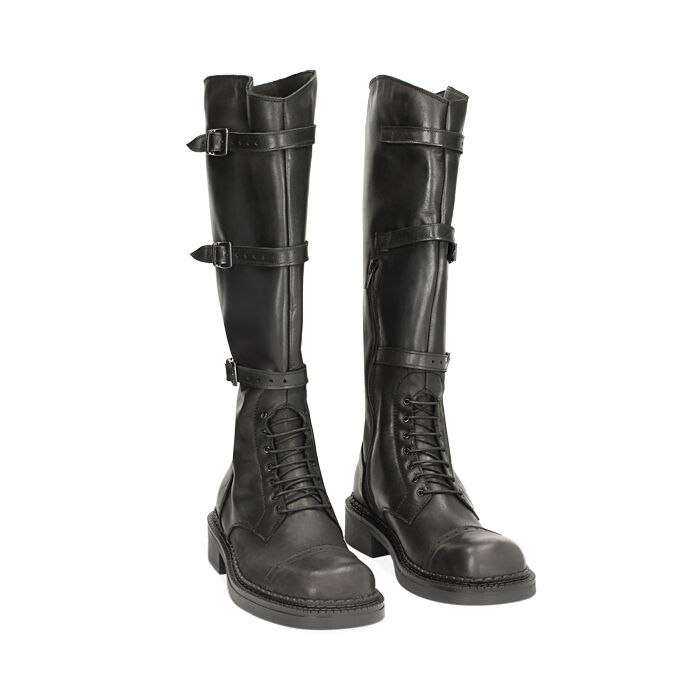 Stivali Anfibi Neri Alti Stivali Anfibi Alti Neri In Pelle Con