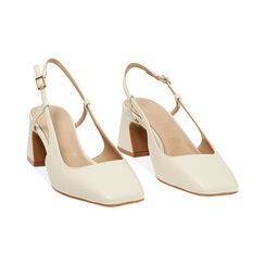 Décolleté slingback donna panna, tacco 5 cm, Primadonna, 252100420EPPANN035, 003 preview