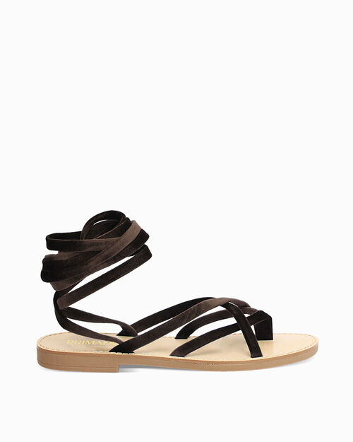 Sandalias planas marr&oacute;n oscuro chic