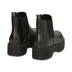 Chelsea boots platform neri in eco-pelle, suola 5,5 cm , Stivaletti, 140619239EPNERO036, 004 preview