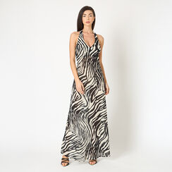 Vestido de mujer cebra en tela, Primadonna, 25C924305TSZEBRM, 002a