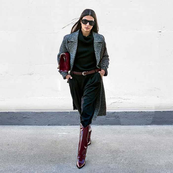 Bottes Vintage SCARPINO Cuir Bordeaux - Taille 34,5, Talon Fin >7 Cm, Italie 1982, Neuves Sans Boîte