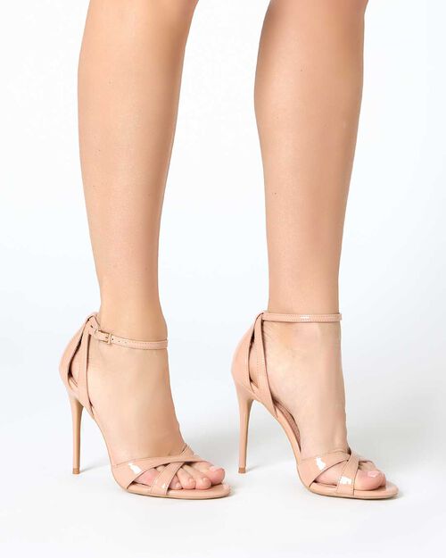 Sandalo donna nude in vernice, tacco 11 cm, NUDE