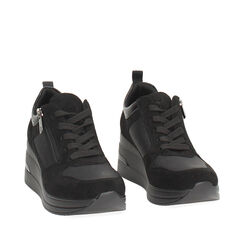 Zapatillas deportivas negras con tacón de 7 cm para un look urbano., Primadonna, 262822819EPNERO035, 002a
