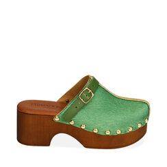Zuecos verde en caballito, tacón 6 cm, Primadonna, 194305215CWVERD036, 001a