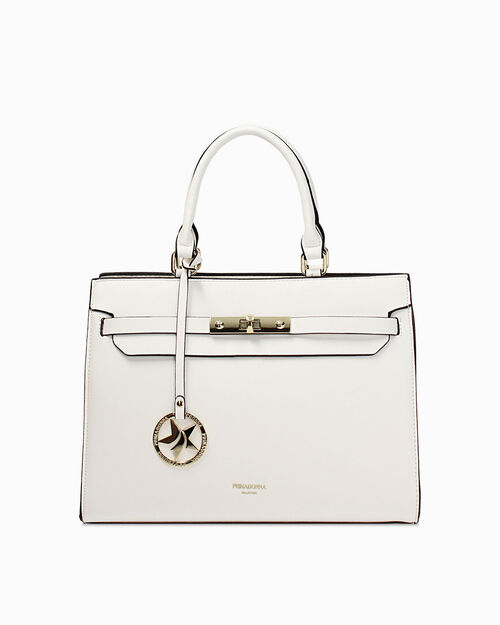 Bolso de mano blanco con bandolera removible, WHITE