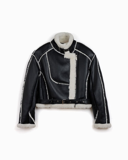 Peau lain&eacute;e noir et blanc avec des d&eacute;tails sophistiqu&eacute;s, MULTI COLOR