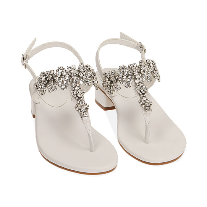 Sandali donna infradito bianchi tacco 3 5 cm Primadonna Collection