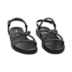 Sandales plates noires en tissu avec pierres, Primadonna, 232734210ETNERO036, 002 preview