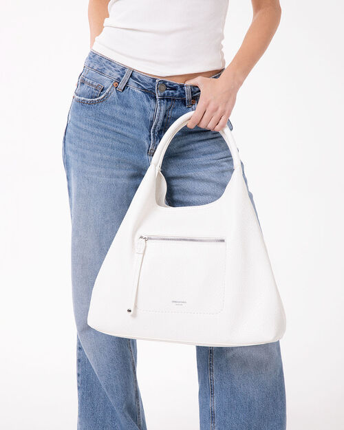 Borsa a spalla bianca con tracolla removibile, WHITE