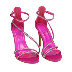 Sandales en satin fuchsia, talon 10 cm , 192174221RSFUCS036, 002a