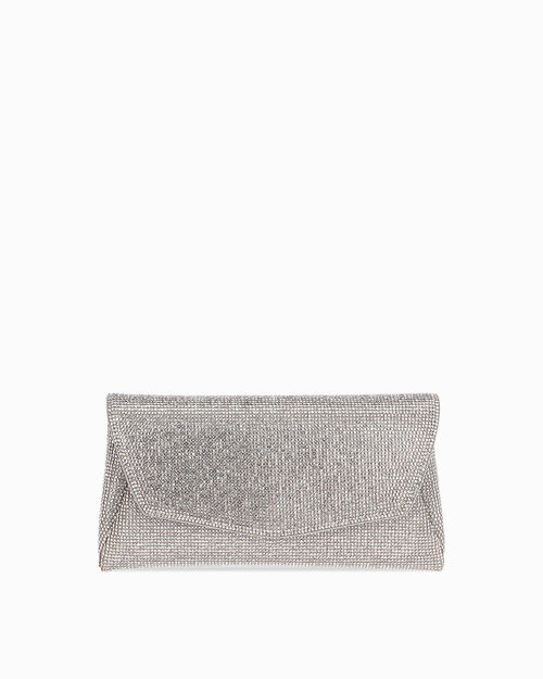 Pochette argento con tracolla removibile, SILVER