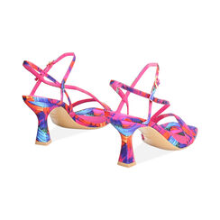 Sandalo donna multicolor-blu arancio in raso, tacco 7,5 cm, Primadonna, 252164805RSMUBA035, 004 preview