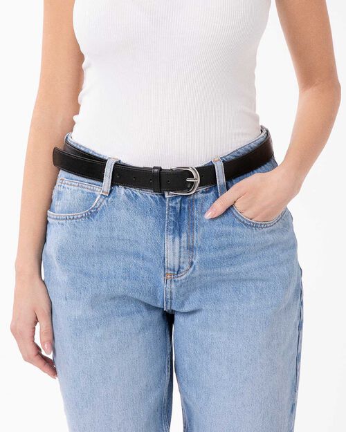 Cintura nera con fibbia elegante, BLACK