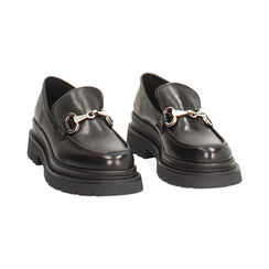 Mocassins en cuir lavé noir, Primadonna, 261050500PANERO036, 002 preview