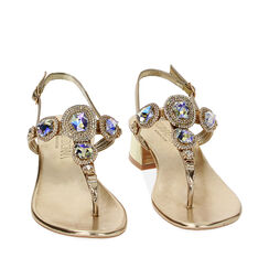 Sandales à talons dorés en laminé avec pierres, Primadonna, 234946621LPOROG035, 002a