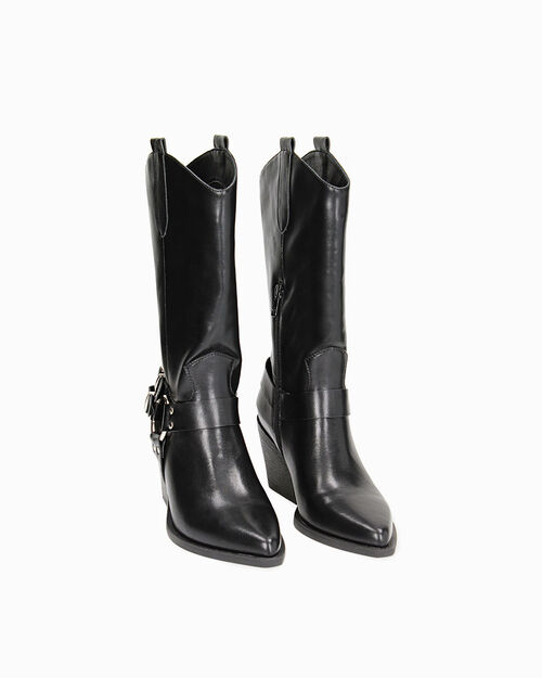 CHAUSSURES POUR FEMMES BOTTE SYNTHETIQUE, BLACK