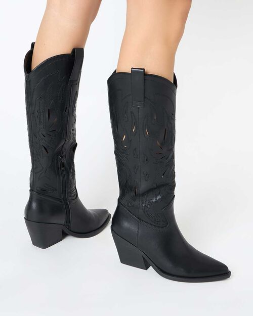 CHAUSSURES POUR FEMMES BOTTE SYNTHETIQUE, BLACK