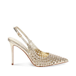 Zapatos descubiertos tipo slingback para mujer dorados con piedras, Primadonna, 252130643LPOROG036, 001a