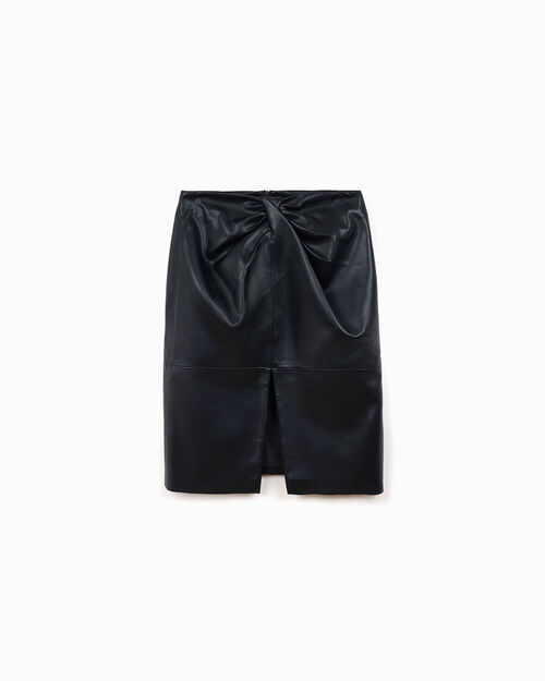 Jupe noire en polyester avec des d&eacute;tails sophistiqu&eacute;s, BLACK