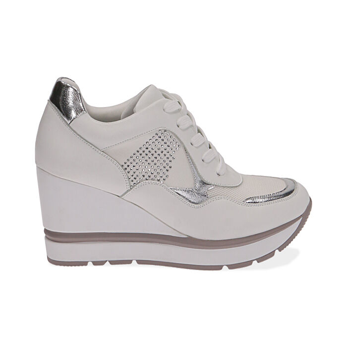 Baskets Blanches Argent Compensees 9 Cm Primadonna Collection