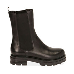 Chelsea boots neri in pelle, tacco 4 cm , 187741309PENERO036, 001a